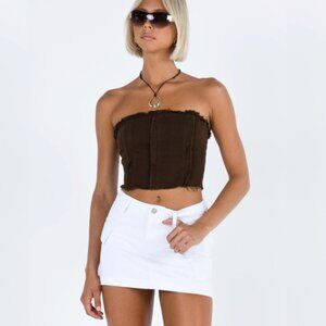 Princess Polly PP DNM Zakai Cargo Denim Mini Skirt in White, US 0 NWT